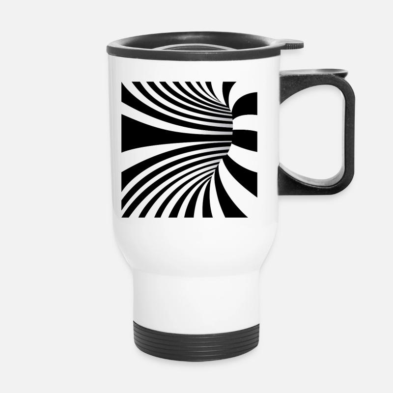 Monochrome Spiral Flux - Thermal mug with handle - white
