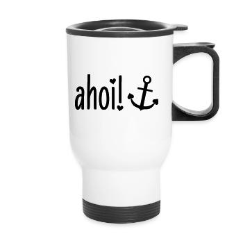 ahoi coeur Ancre maritime nord allemand - Tasse isotherme avec poignée - blanc - Devant