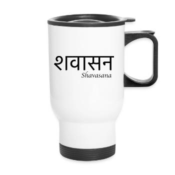 Shavasana Sanskrit Yoga Geschenk Idee - Thermobecher mit Tragegriff - Weiß - Vorne