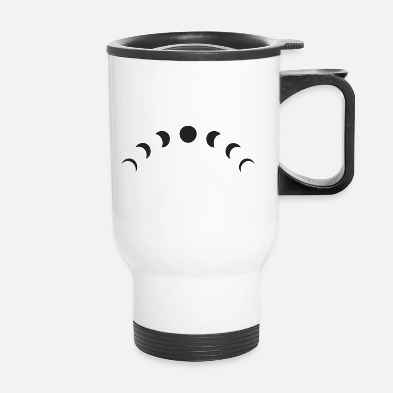 Lunar Phases - Minimalistic - Moon phases - Thermobecher mit Tragegriff - Weiß