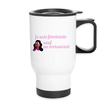 ICH BIN FEMINISTIN, AUSSER IN RESTAURANTS - Thermobecher mit Tragegriff - Weiß - Vorne