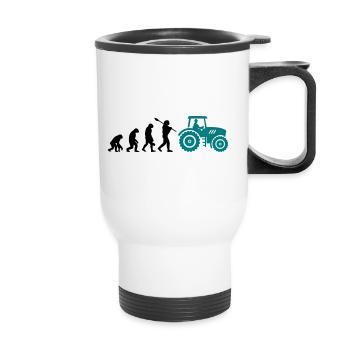 Evolution Farmer and Tractor - Thermal mug with handle - white - Front