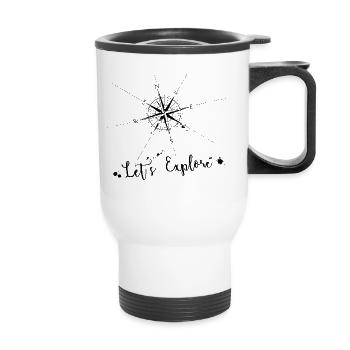 Compas de navigation carte de voyage nature cadeau - Tasse isotherme avec poignée - blanc - Devant
