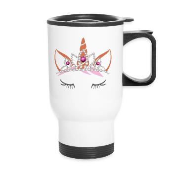Licorne pour filles anniversaire princesse tiare - Tasse isotherme avec poignée - blanc - Devant
