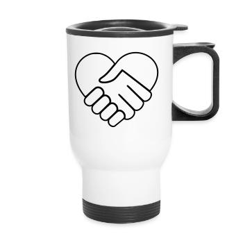 Heart hand in hand white-colorless - Thermal mug with handle - white - Front
