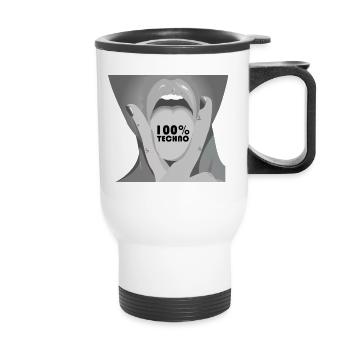 Techno 100% Rave Music Langue 120 BPM Hardstyle - Tasse isotherme avec poignée - blanc - Devant