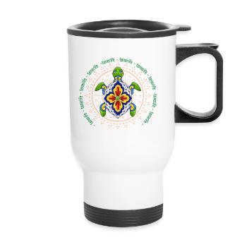 Tenerife Shirt with Turtle - Thermal mug with handle - white - Front