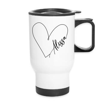 Alissa Name Heart Line - Thermal mug with handle - white - Front