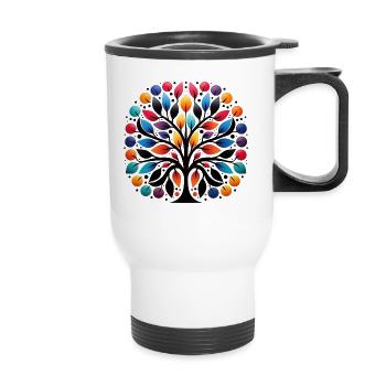 Unique Dot Art avec Motif de l’arbre de vie - Tasse isotherme avec poignée - blanc - Devant