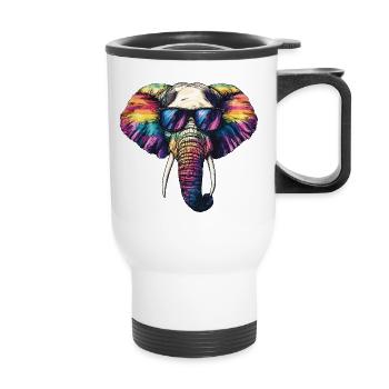 Lunettes de soleil éléphant - Tasse isotherme avec poignée - blanc - Devant
