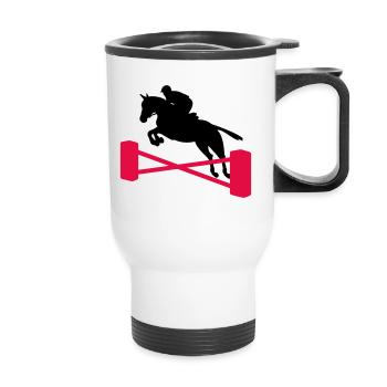 show jumping - Thermal mug with handle - white - Front