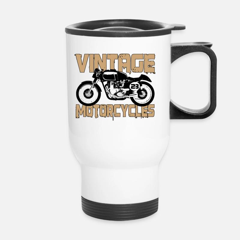 vintage design - Thermal mug with handle - white
