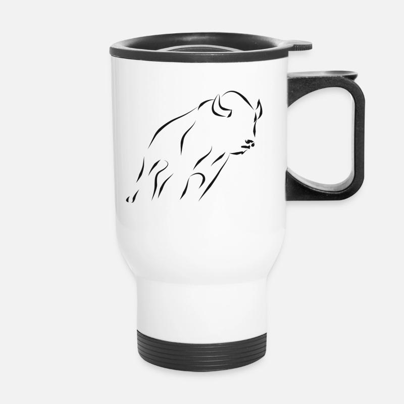 Bison - black - Thermal mug with handle - white