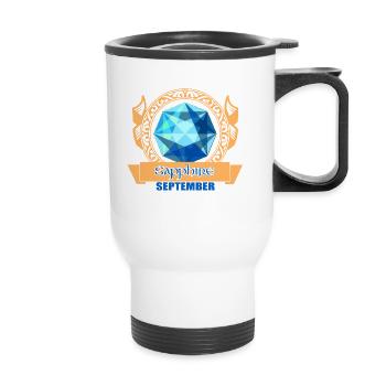 Saphir Stein - Thermobecher mit Tragegriff - Weiß - Vorne