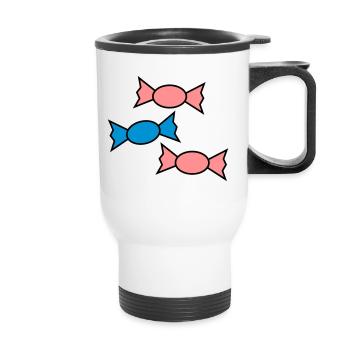 Bonbons - Thermobecher mit Tragegriff - Weiß - Vorne