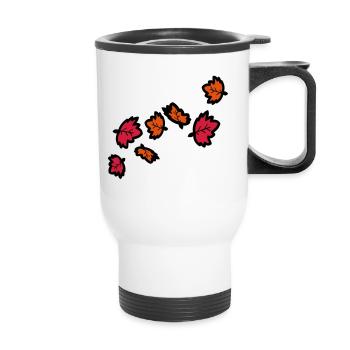 Autumn maple leaves - Thermal mug with handle - white - Front