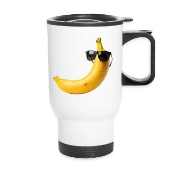 Lunettes de soleil banane drôle - Tasse isotherme avec poignée - blanc - Devant