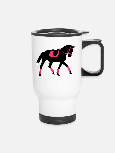 Dressage, cavalier de dressage, Horse - Tasse isotherme avec poignée - blanc