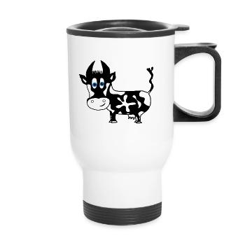 Taches noires vache idée de cadeau animal - Tasse isotherme avec poignée - blanc - Devant