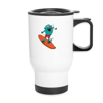 Surfing frog - Thermal mug with handle - white - Front