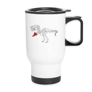 Dinosaur pizza - Thermal mug with handle - white - Front