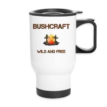 Bushcraft wild and free - Thermal mug with handle - white - Front