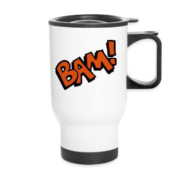 Bam! Comic Speech Bubble Funny font gift - Thermal mug with handle - white - Front