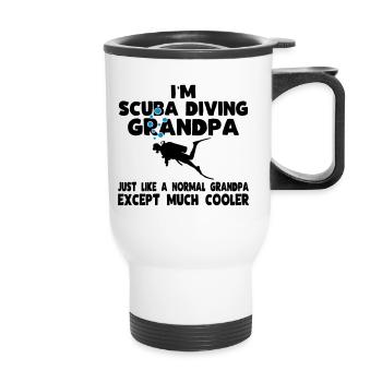 scuba diving grandpa - Thermal mug with handle - white - Front