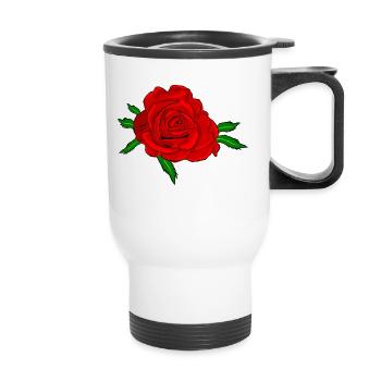 Rote Rose Blume - Thermobecher mit Tragegriff - Weiß - Vorne