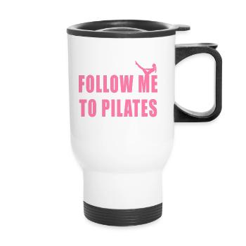 Pilates me suivre à Pilates - Tasse isotherme avec poignée - blanc - Devant