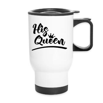 Partnershirt His Queen - Thermobecher mit Tragegriff - Weiß - Vorne
