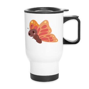 Schmetterling - Thermobecher mit Tragegriff - Weiß - Vorne