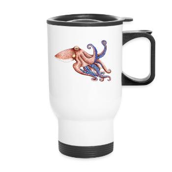 Blue octopus - Blue octopus - Poulpe bleu - Thermal mug with handle - white - Front