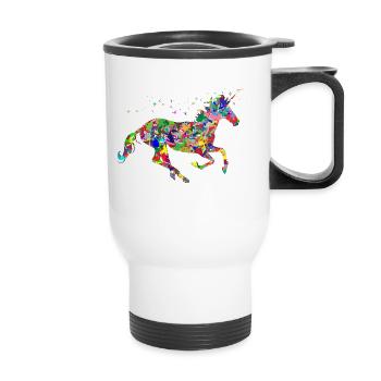 Licorne couleur cadeau idée cadeau - Tasse isotherme avec poignée - blanc - Devant