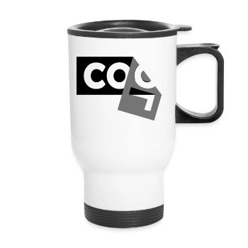 Halb abgerissenes Design - Thermobecher mit Tragegriff - Weiß - Vorne