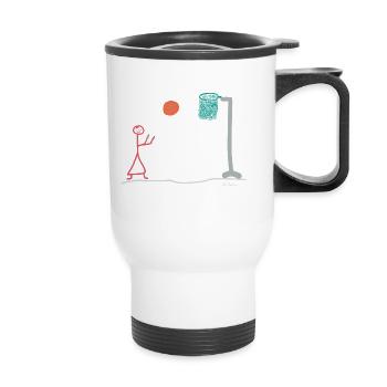 Basketball stick figure female sport action - Thermal mug with handle - white - Front