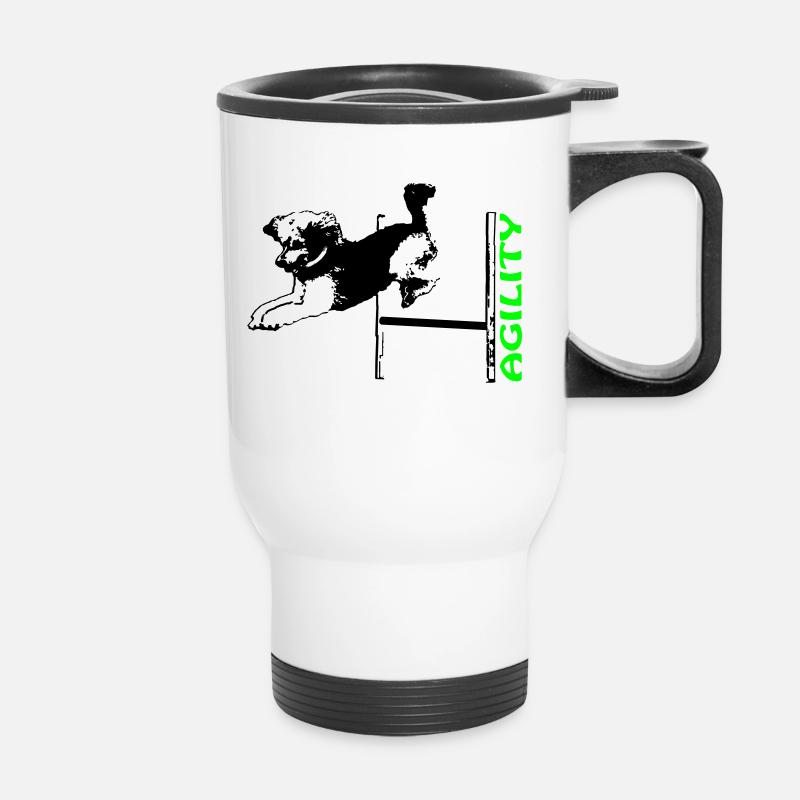Agility poodle over hurdle - Thermal mug with handle - white