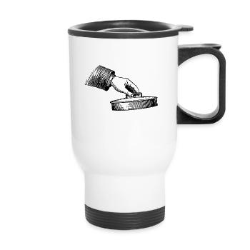 Main avec couvercle en pot - Tasse isotherme avec poignée - blanc - Devant