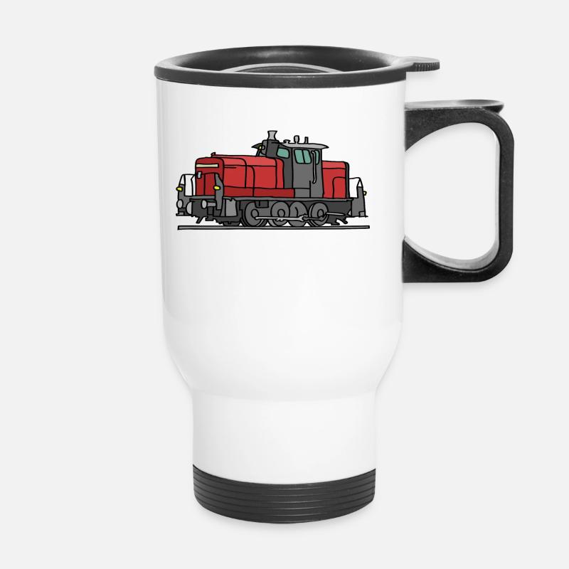 Diesellokomotive - Thermobecher mit Tragegriff - Weiß