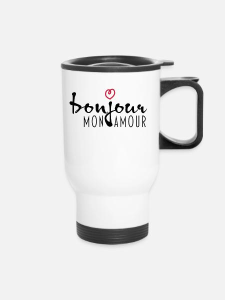 BONJOUR MON AMOUR - Thermobecher mit Tragegriff - Weiß