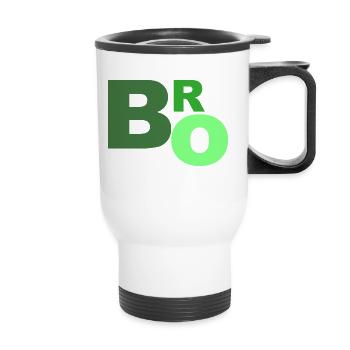 Bro Lettering Saying Shirt Slang - Thermal mug with handle - white - Front