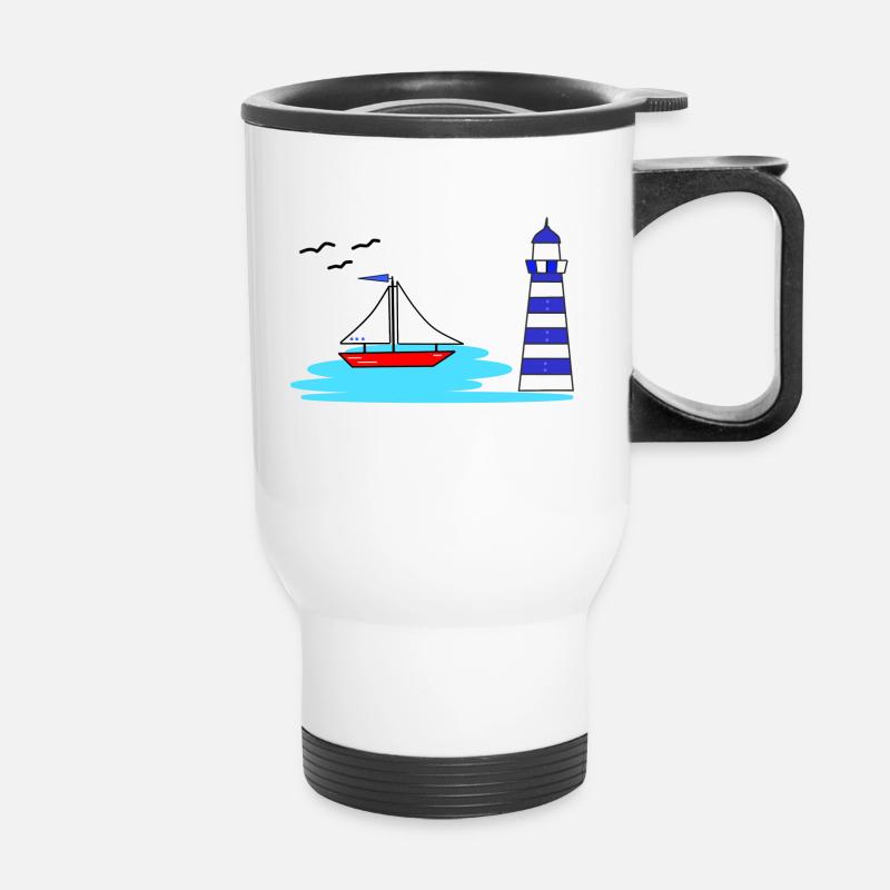 Lighthouse boat - Thermal mug with handle - white