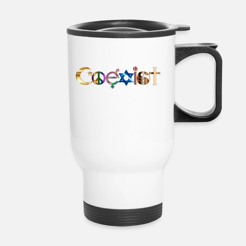 coexist religions - Thermal mug with handle - white