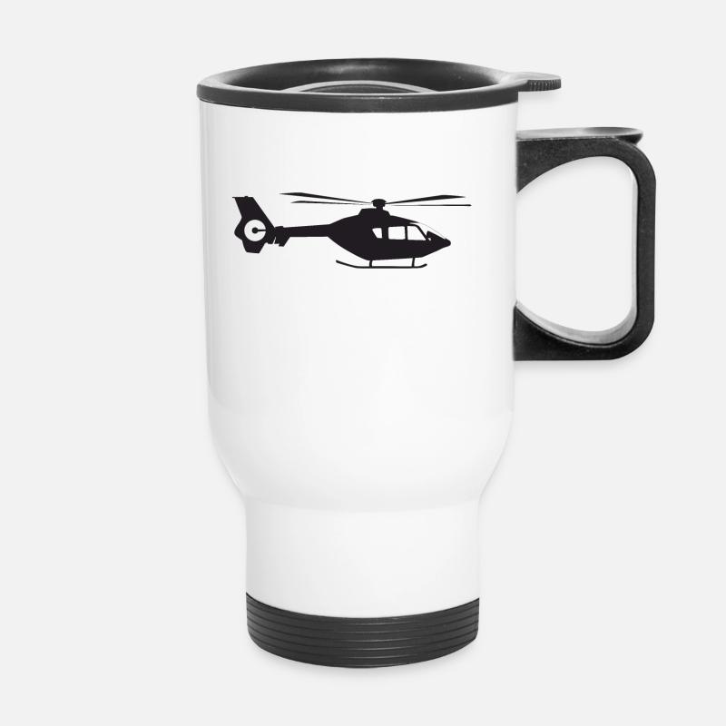 Helicopter side view - Thermal mug with handle - white