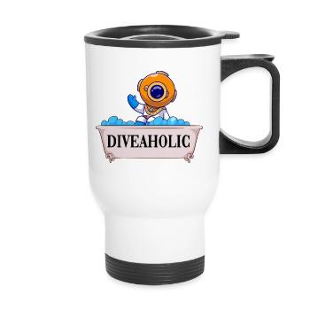taucher taucht tauchsport diveaholic tauchsüchtig - Thermobecher mit Tragegriff - Weiß - Vorne