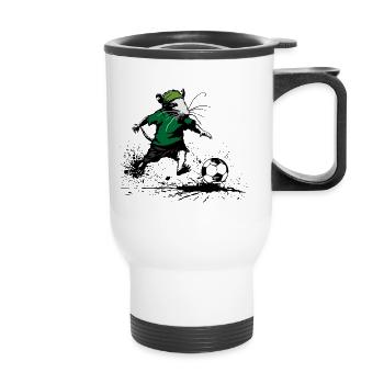 Kickin´ Rat: Fußballfan - Thermobecher mit Tragegriff - Weiß - Vorne