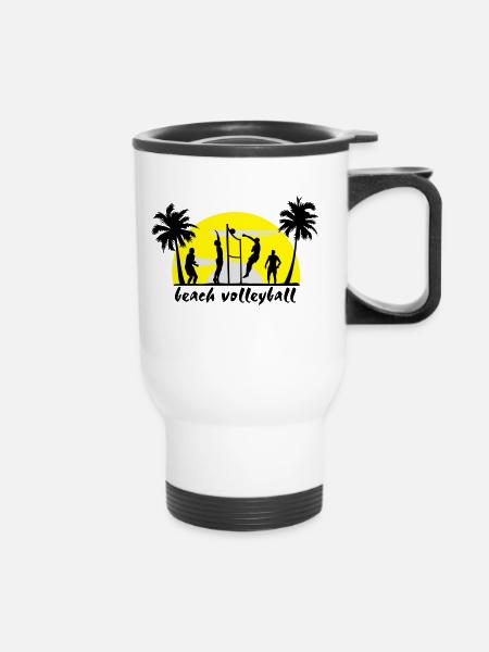 beach volleyball - Thermobecher mit Tragegriff - Weiß