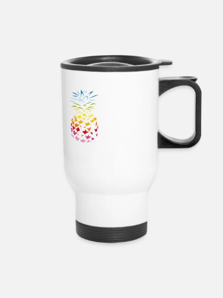 Ananas Regenbogen Aloha - Thermobecher mit Tragegriff - Weiß