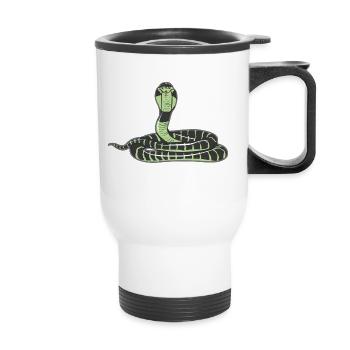 Erect poisonous king Cobra poisonous snake - Thermal mug with handle - white - Front