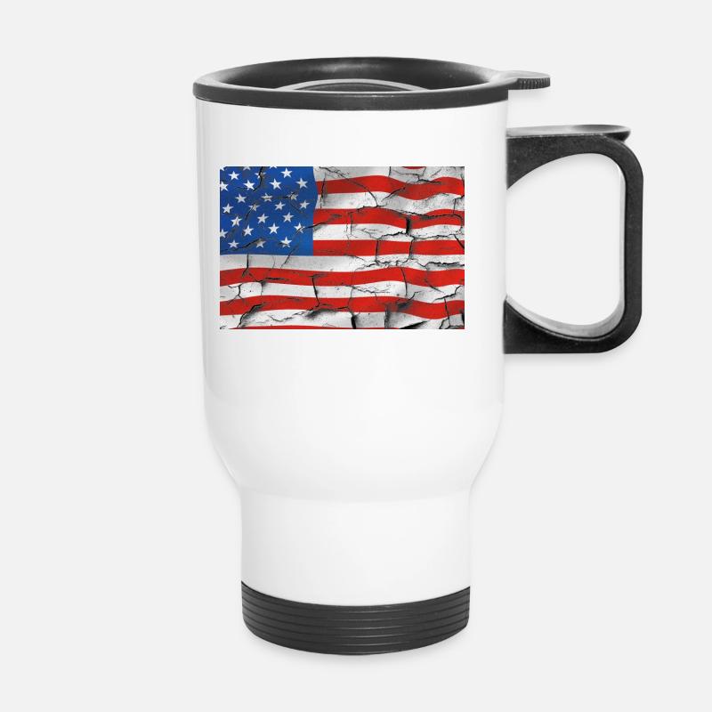 Amerika - Thermobecher mit Tragegriff - Weiß